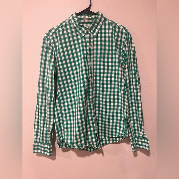 J.Crew Slim Fit Green & White Gingham Button-Down Shirt - size medium - Picture 1 of 8